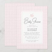 Schattigee Roze Gingham Zwaan Eenvoudig Baby showe Kaart (Voorkant / Achterkant)