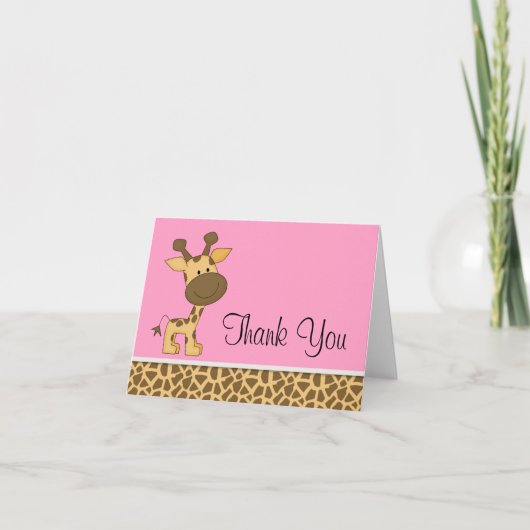 Schattigee Roze Giraffe Dank u kaarten (Voorkant)