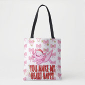 Schattigee roze girly axolotl tote bag (Voorkant)