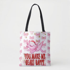Schattigee roze girly axolotl tote bag