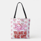 Schattigee roze girly axolotl tote bag (Achterkant)