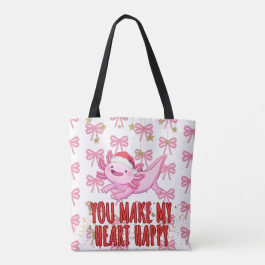 Schattigee roze girly axolotl tote bag (Achterkant)
