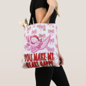 Schattigee roze girly axolotl tote bag (Dichtbij)