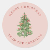 Schattigee Roze Girly Kerstboom Gift Stickers (Voorkant)
