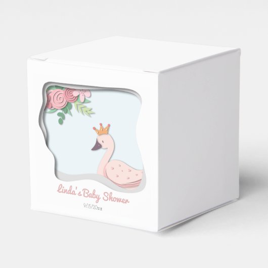Schattigee Roze Girly Swan Princess Baby shower Bedankdoosjes (Voorkant Zijde)