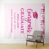 Schattigee Roze Glitter Afstuderen Photo Booth Ach Wandkleed (In Situ (horizontaal))