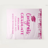 Schattigee Roze Glitter Afstuderen Photo Booth Ach Wandkleed (Voorkant (horizontaal))