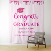 Schattigee Roze Glitter Afstuderen Photo Booth Ach Wandkleed (In situ)