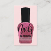 Schattigee Roze Glitter Nagellak Nageltechnicus Visitekaartje (Voorkant)