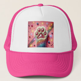 Schattigee roze glitter paw trucker hoed! trucker pet