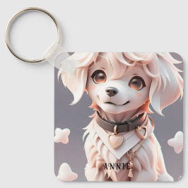 Schattigee Roze Golden Retriever Kinder aangepaste Sleutelhanger