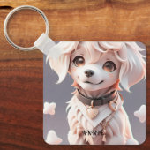 Schattigee Roze Golden Retriever Kinder aangepaste Sleutelhanger (Voorkant)