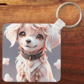 Schattigee Roze Golden Retriever Kinder aangepaste Sleutelhanger (Achterkant)