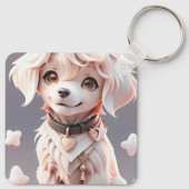 Schattigee Roze Golden Retriever Kinder aangepaste Sleutelhanger (Achterkant)