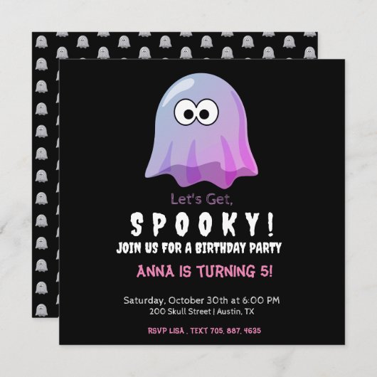 Schattigee Roze Google Eyes Ghost: Spooky & Whimsi (Voorkant / Achterkant)