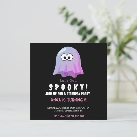 Schattigee Roze Google Eyes Ghost: Spooky & Whimsi (Staand voorkant)