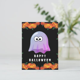 Schattigee Roze Google Eyes Ghost: Spooky & Whimsi Briefkaart