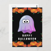 Schattigee Roze Google Eyes Ghost: Spooky & Whimsi Briefkaart (Voorkant / Achterkant)
