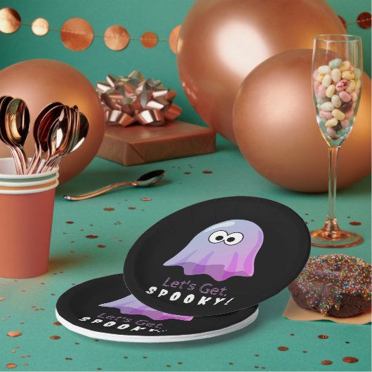 Schattigee Roze Google Eyes Ghost: Spooky & Whimsi Papieren Bordje (Multi)