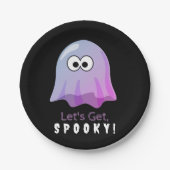 Schattigee Roze Google Eyes Ghost: Spooky & Whimsi Papieren Bordje (Voorkant)