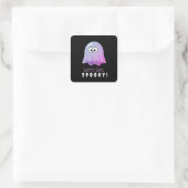 Schattigee Roze Google Eyes Ghost: Spooky & Whimsi Vierkante Sticker (Tas)