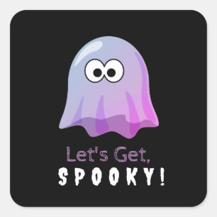 Schattigee Roze Google Eyes Ghost: Spooky & Whimsi Vierkante Sticker