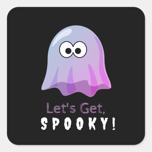 Schattigee Roze Google Eyes Ghost: Spooky & Whimsi Vierkante Sticker (Voorkant)