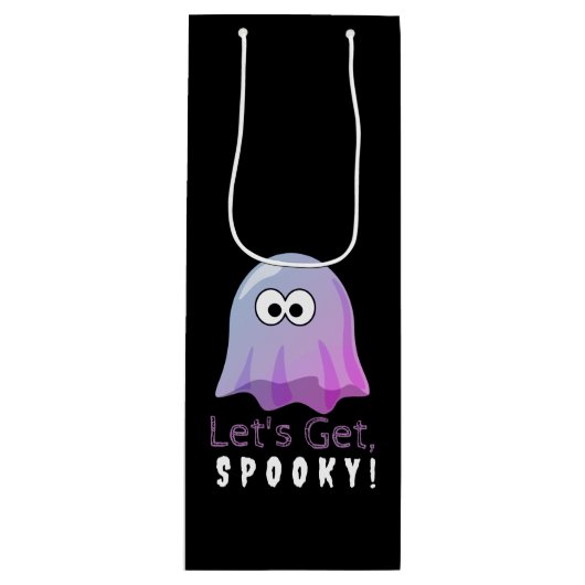 Schattigee Roze Google Eyes Ghost: Spooky & Whimsi Wijn Cadeautas (Voorkant)