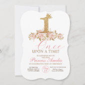 Schattigee roze gouden kroonprinses eerste verjaar kaart (Voorkant)