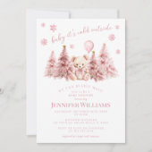 Schattigee Roze Gouden Winter Teddy Bear Baby Meis Kaart (Voorkant)