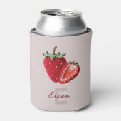 Schattigee Roze Granny Chic Haak Aardbei Monogram Blikjeskoeler (Blikje Voorkant)