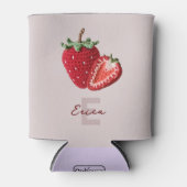 Schattigee Roze Granny Chic Haak Aardbei Monogram Blikjeskoeler (Voorkant)