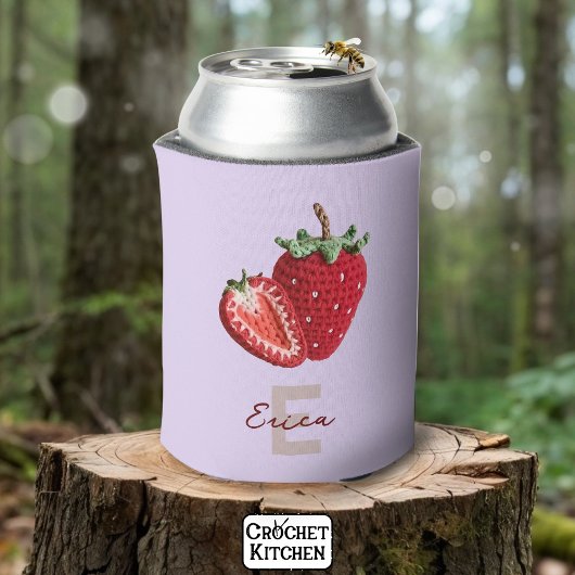 Schattigee Roze Granny Chic Haak Aardbei Monogram Blikjeskoeler