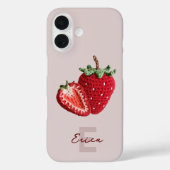 Schattigee Roze Granny Chic Haak Aardbei Monogram Case-Mate iPhone Case (Achterkant)