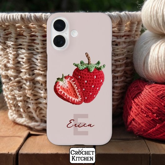 Schattigee Roze Granny Chic Haak Aardbei Monogram Case-Mate iPhone Case
