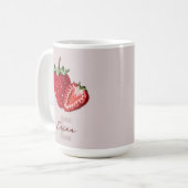 Schattigee Roze Granny Chic Haak Aardbei Monogram Koffiemok (Voorkant links)