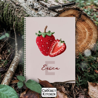 Schattigee Roze Granny Chic Haak Aardbei Monogram Notitieboek
