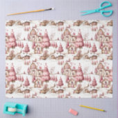 Schattigee roze grillige besneeuwde kerstdecoupage tissuepapier (Craft)