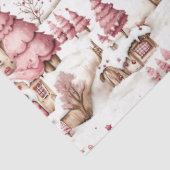 Schattigee roze grillige besneeuwde kerstdecoupage tissuepapier (Detail)