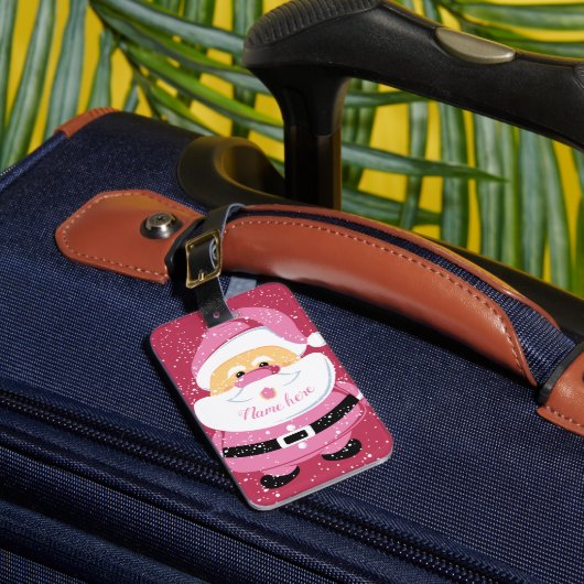 Schattigee roze grillige kerstvakantie van de Kers Bagagelabel (Voorkant Insitu 1)