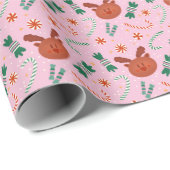 Schattigee roze grillige snoepjes kerstcadeau wrap cadeaupapier (Rol Hoek)