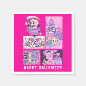 Schattigee Roze Grim Reaper Halloween Servet (Voorkant)