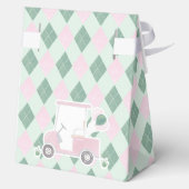 Schattigee Roze Groene Argyle Print Golf Baby show Bedankdoosjes (Achterkant)