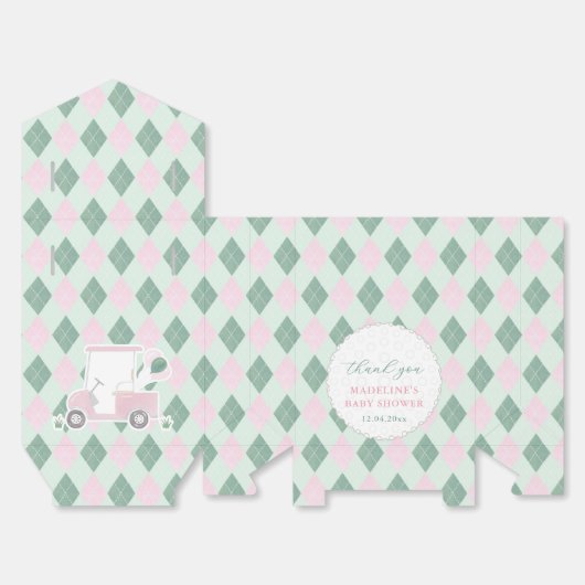 Schattigee Roze Groene Argyle Print Golf Baby show Bedankdoosjes (Ongevouwen)