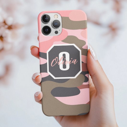 Schattigee roze groene camo, minimalistisch gepers Case-Mate iPhone case