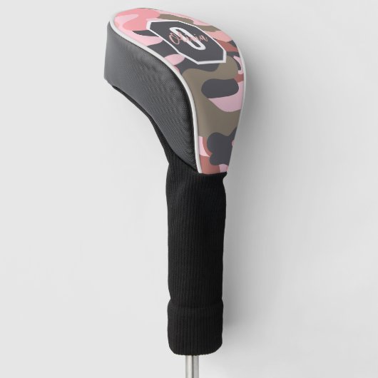 Schattigee roze groene camo, minimalistisch gepers golfheadcover (Schuin)