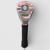 Schattigee roze groene camo, minimalistisch gepers golfheadcover (Voorkant)