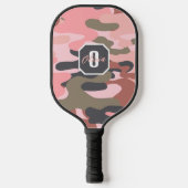 Schattigee roze groene camo, minimalistisch gepers pickleball paddle (Voorkant)