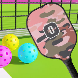 Schattigee roze groene camo, minimalistisch gepers pickleball paddle