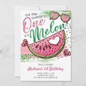 Schattigee roze groene een in een meloen 1e verjaa kaart (Voorkant)